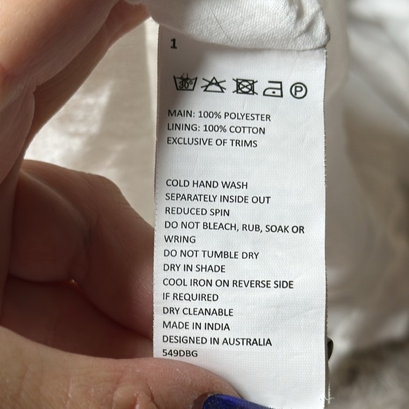 Bardot Junior white silk feel dress US 110 100% polyester main 100% cotton - Picture 8 of 11